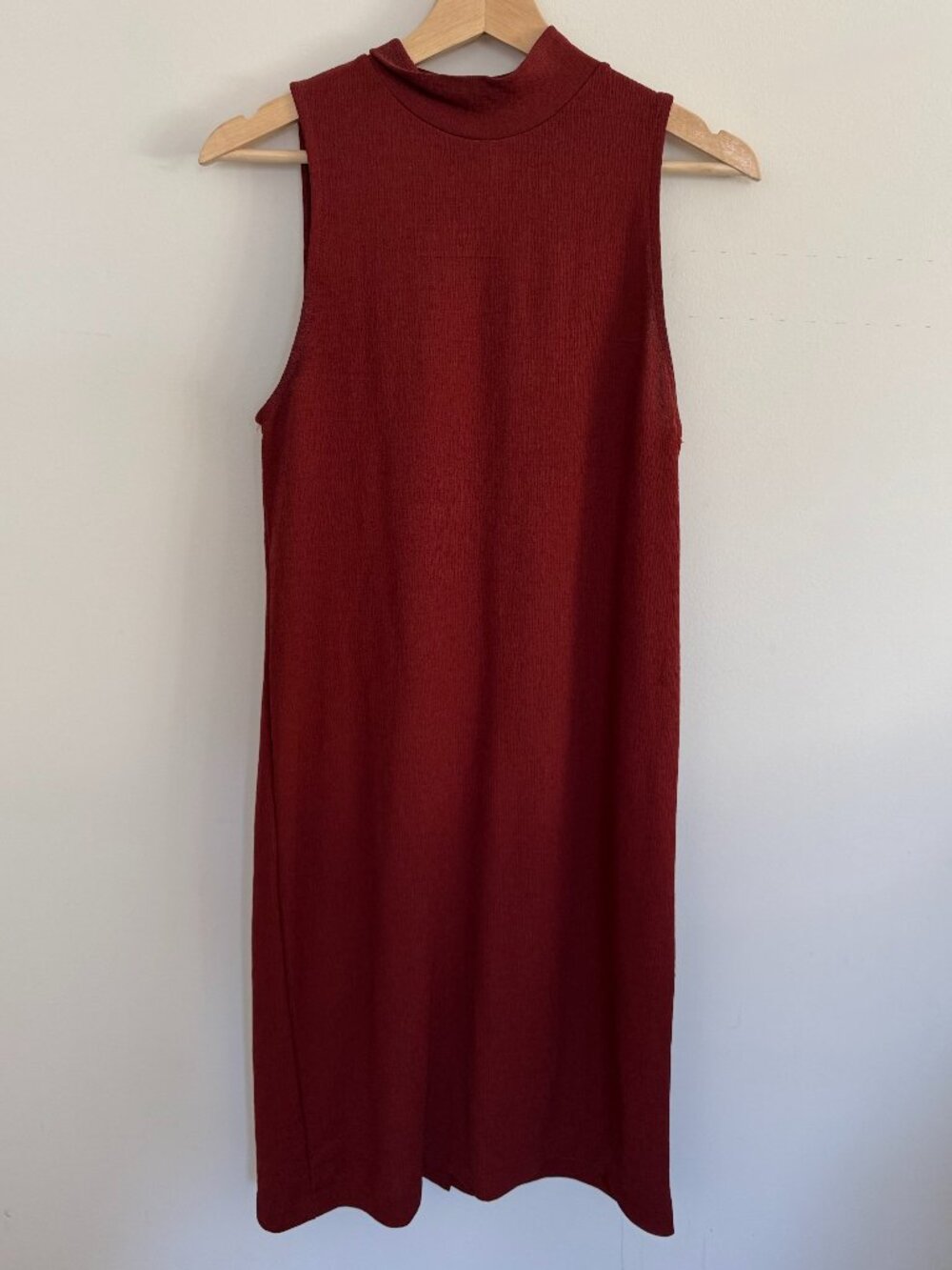 Zara Rust Burnt Orange Mock Neck Midi Dress M